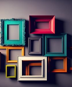 200265551-picture-frames-of-various-hues-adorn-a-wall